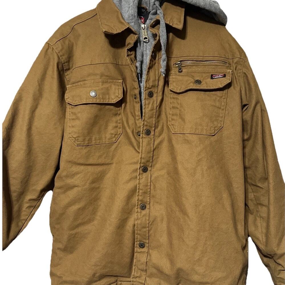 Wrangler Canvas Workwear Jacket Medium Quilted Chore Barn Field Coat Hooded